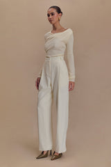 Culver Draped Twist Knit Top - Cream