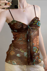 Vintage Print Slim Fit Cami Top